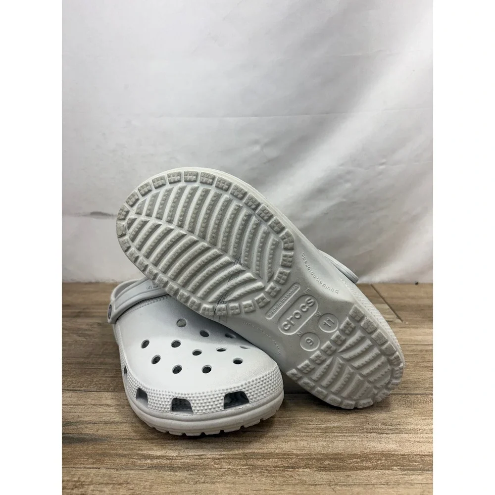 Crocs Classic Clogs Light Grey Mens 9 Womens 11 Slip On Shoes 10001-001